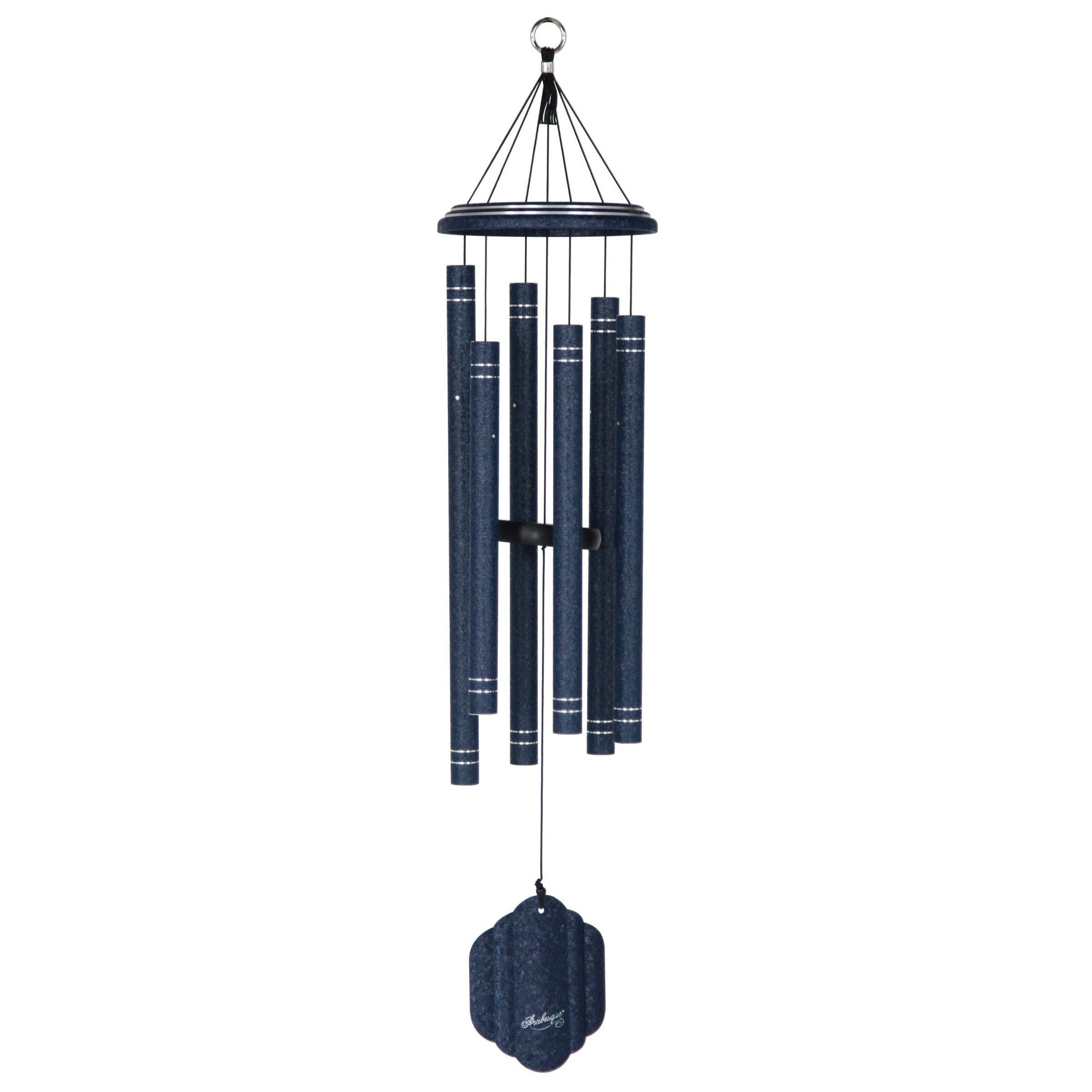 A unique 36" Windchime Arabesque® hanging on a white background.