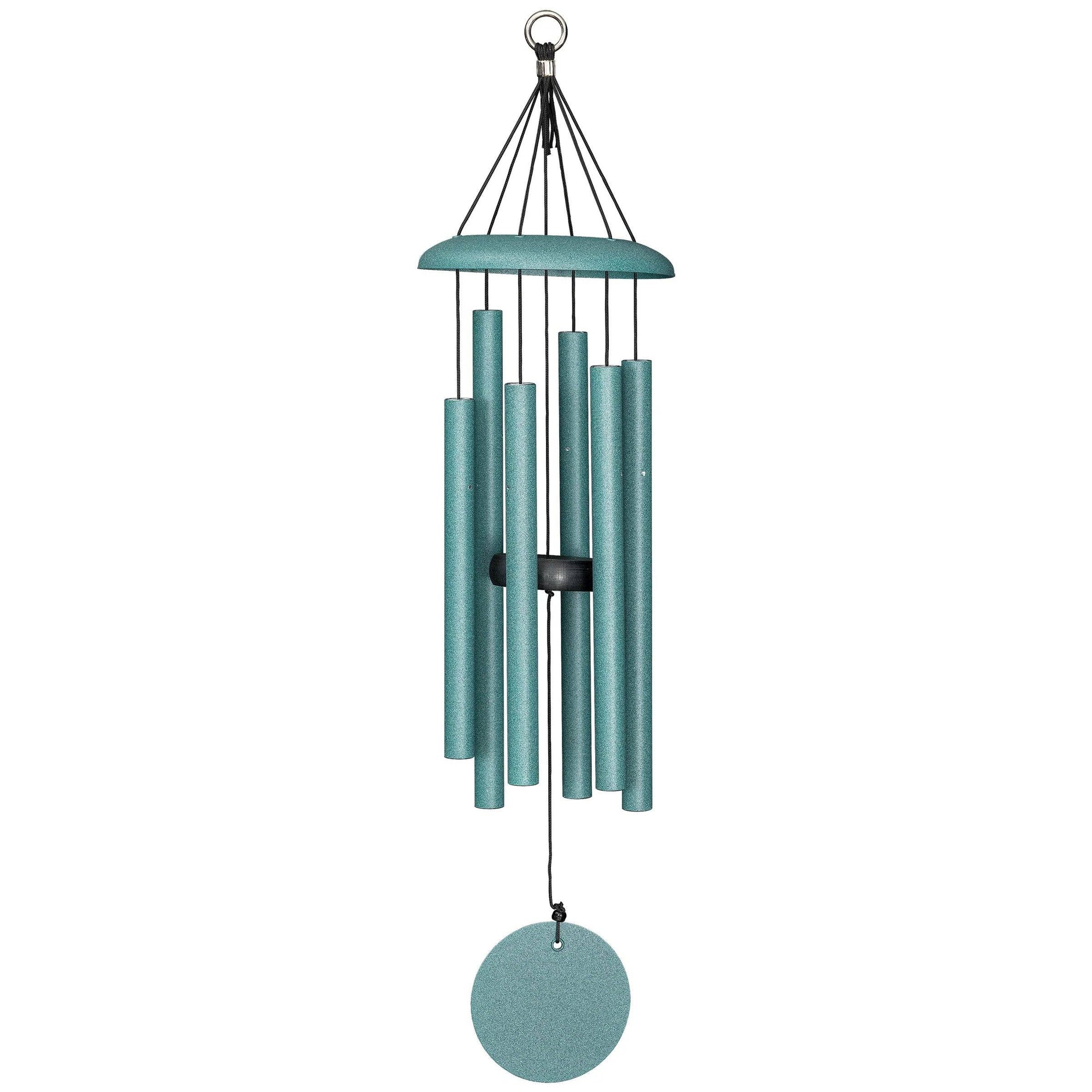 A budget-friendly 27" Windchime Corinthian Bells® adds décor to any space with its compact size, hanging gracefully on a white background.