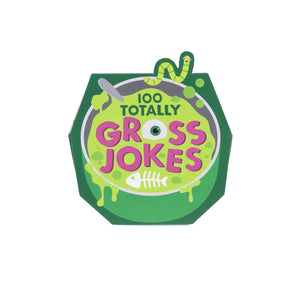 A green and purple logo featuring 100 Totally Gross Jokes kids.