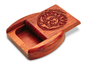 2" Sun and Moon Padauk Secret Box carved with sun design on the lid, part of the Celestial Boxes Collection.