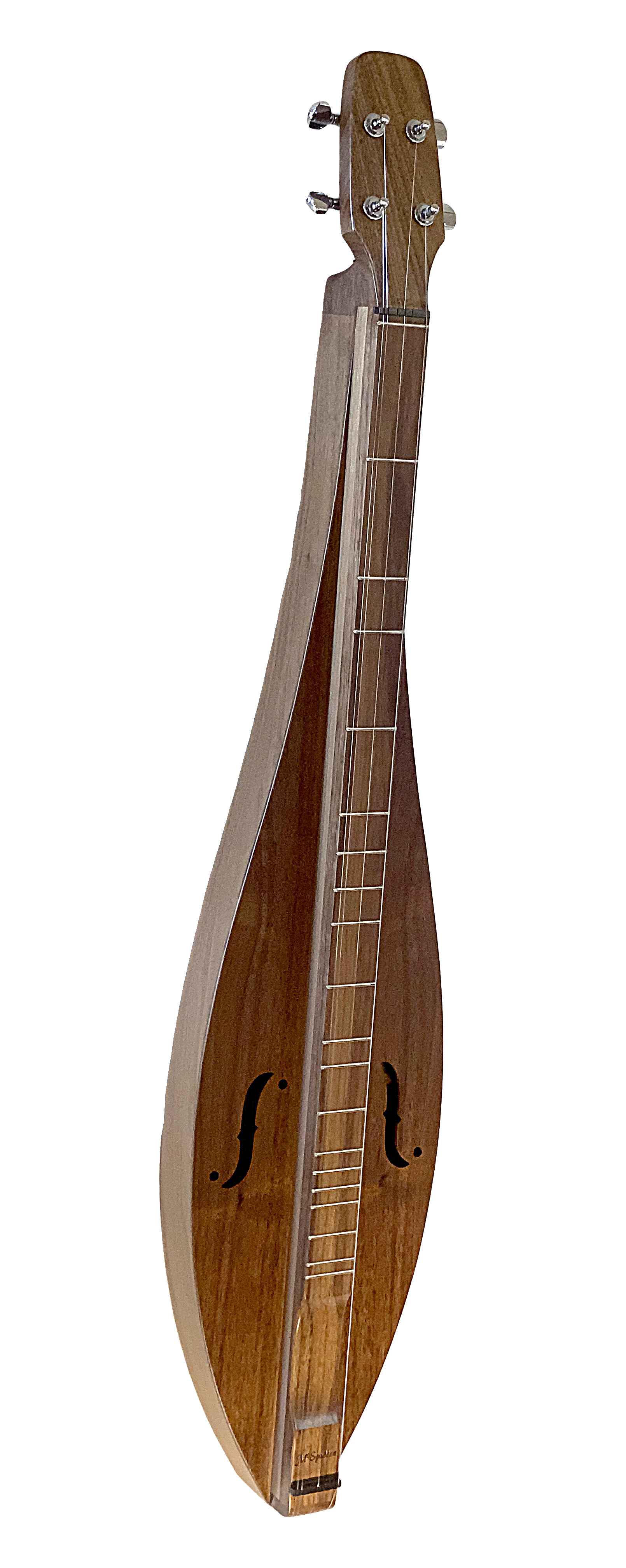 A 4 String, Flathead, Teardrop with Walnut top, back and sides (4FTWW) on a white background with a Lifetime Warranty.