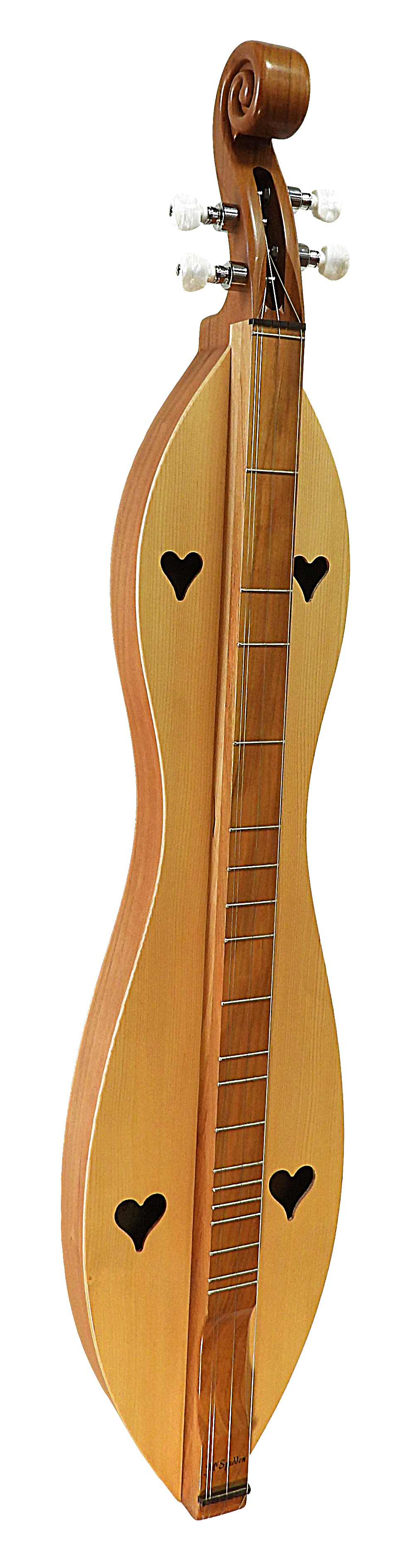 Unfinished handcrafted 4 String, Scroll head, Hourglass with Cherry back and sides, Spruce top violin showing the bare wood body and absent strings and bridge.