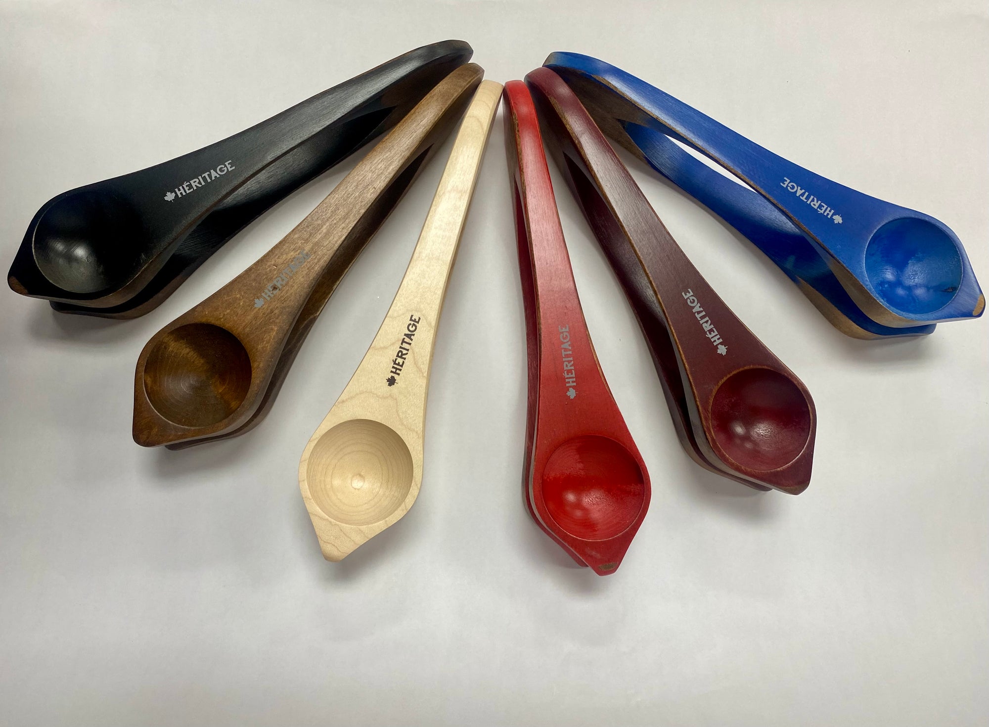 A set of handmade Heritage Musical Spoons Medium in different colors.