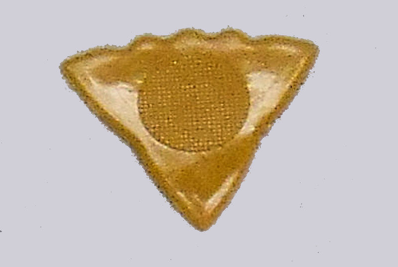 An image of a Herdim Picks - Yellow on a white background with a textured grip.