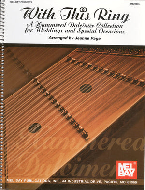 Cover of "With This Ring by Jeanne Page" music book titled "A Hammered Dulcimer Collection for Weddings and Special Occasions," featuring a close-up of a hammered dulcimer.