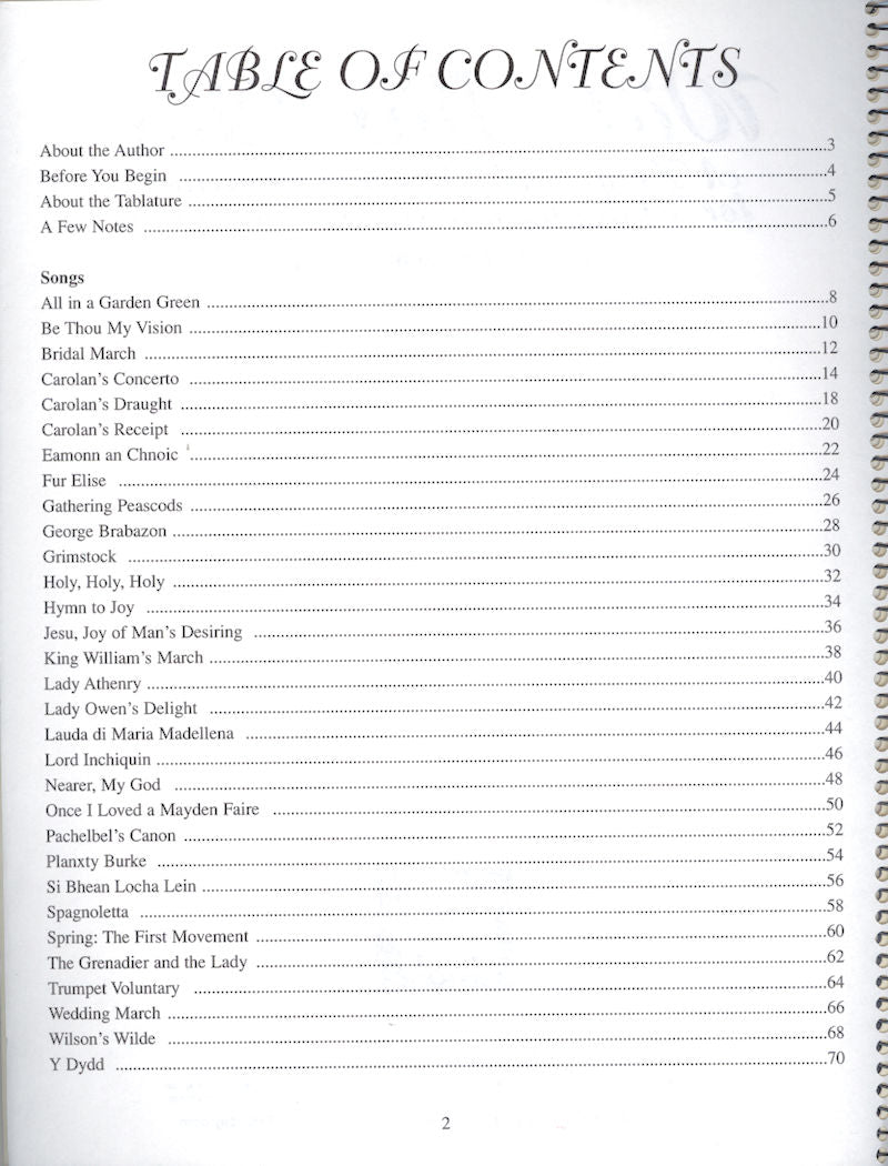 A printed table of contents from "With This Ring by Jeanne Page," listing chapter titles and corresponding page numbers, tailored for weddings, with the title "TABLE OF CONTENTS" at the top.