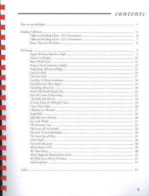 The contents of "We Wish You A Merry Christmas - by Kendra Ward-Bence" with a red and black cover featuring holiday favorites and Christmas carols.