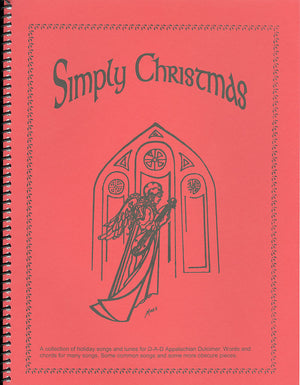 A red spiral notebook with a drawing of an angel, filled with Simply Christmas - by Maureen Sellers songs.