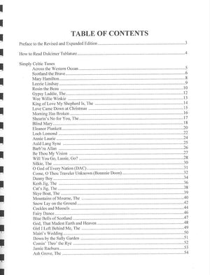 A collection of Simply Celtic - by Joe Collins tunes with a black and white table of contents.