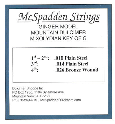 Mcspadden Ginger String Set-Key of G Loop end mountain duluth plain melody.