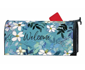 A Studio M Mailbox Wrap featuring dogwood flowers and the word welcome.
