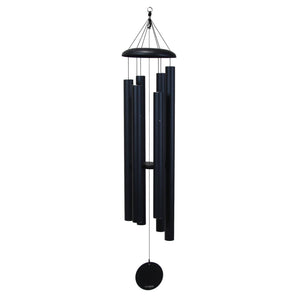 The Corinthian Bells® 65-inch Windchime - Wholesale features six metal tubes, a round top, and a circular wind catcher that create deep, resonant tones for a soothing ambiance.