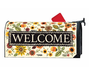A Studio M Mailbox Wrap featuring bright sunflowers.