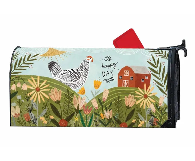 A magnetic mailbox cover featuring a rooster, perfect for Studio M Oversized Mailbox Wraps enthusiasts who appreciate Studio M designs.