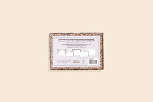The Recipe Cards 4x6 set features a box with floral edges and three sample cards on the reverse, all shown on a beige background—an ideal kitchen or hostess gift.