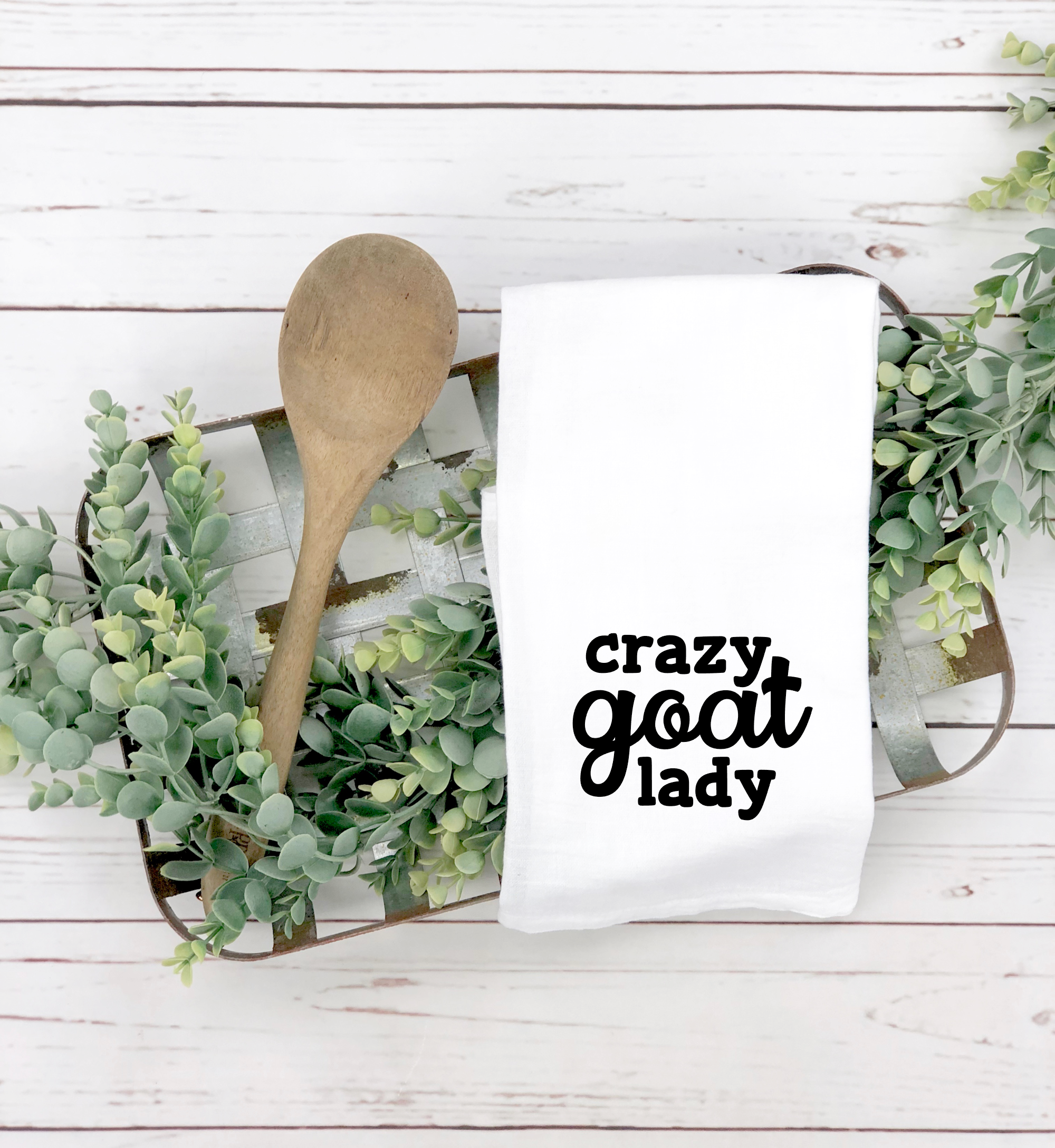 Crazy Goat Lady Tea Towel for the ultimate goat lover.