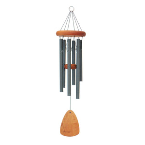 A Festival® 24-inch w/ 6 tubes Windchime hangs gracefully on a white background, producing beautiful music.