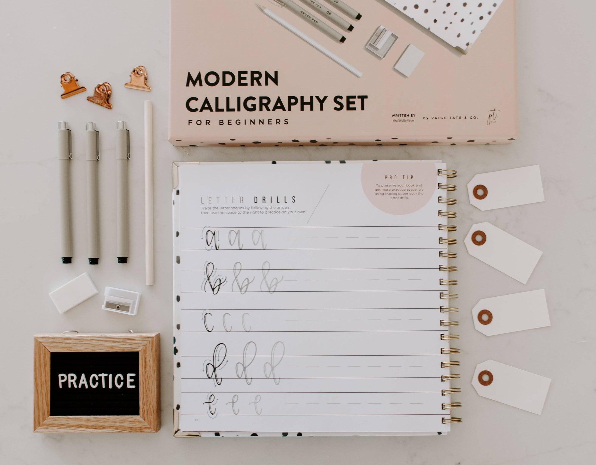 A Modern Calligraphy Set for Beginners featuring pens and pencils designed for creative lettering.