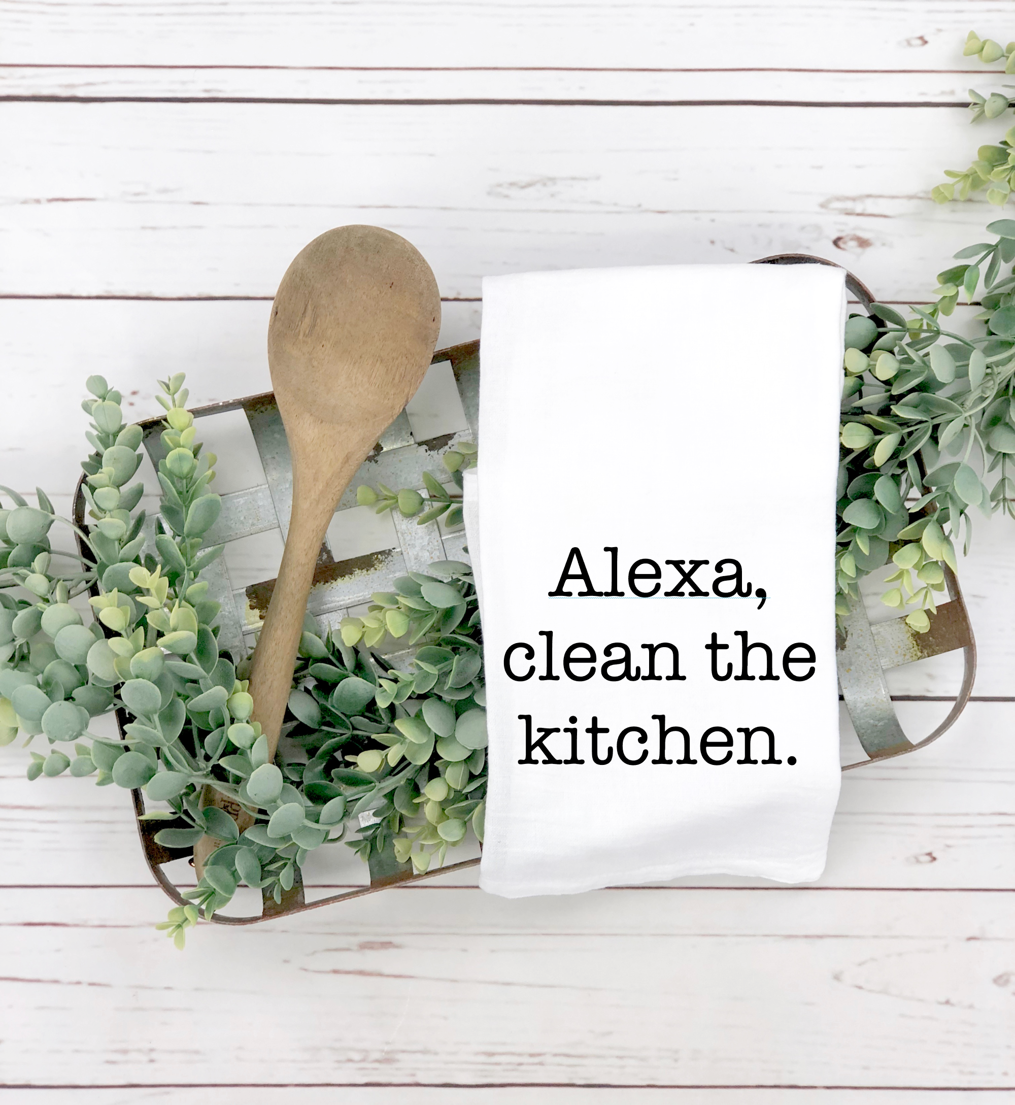 Alexa, clean the kitchen using the Alexa Clean the Kitchen Tea Towel.