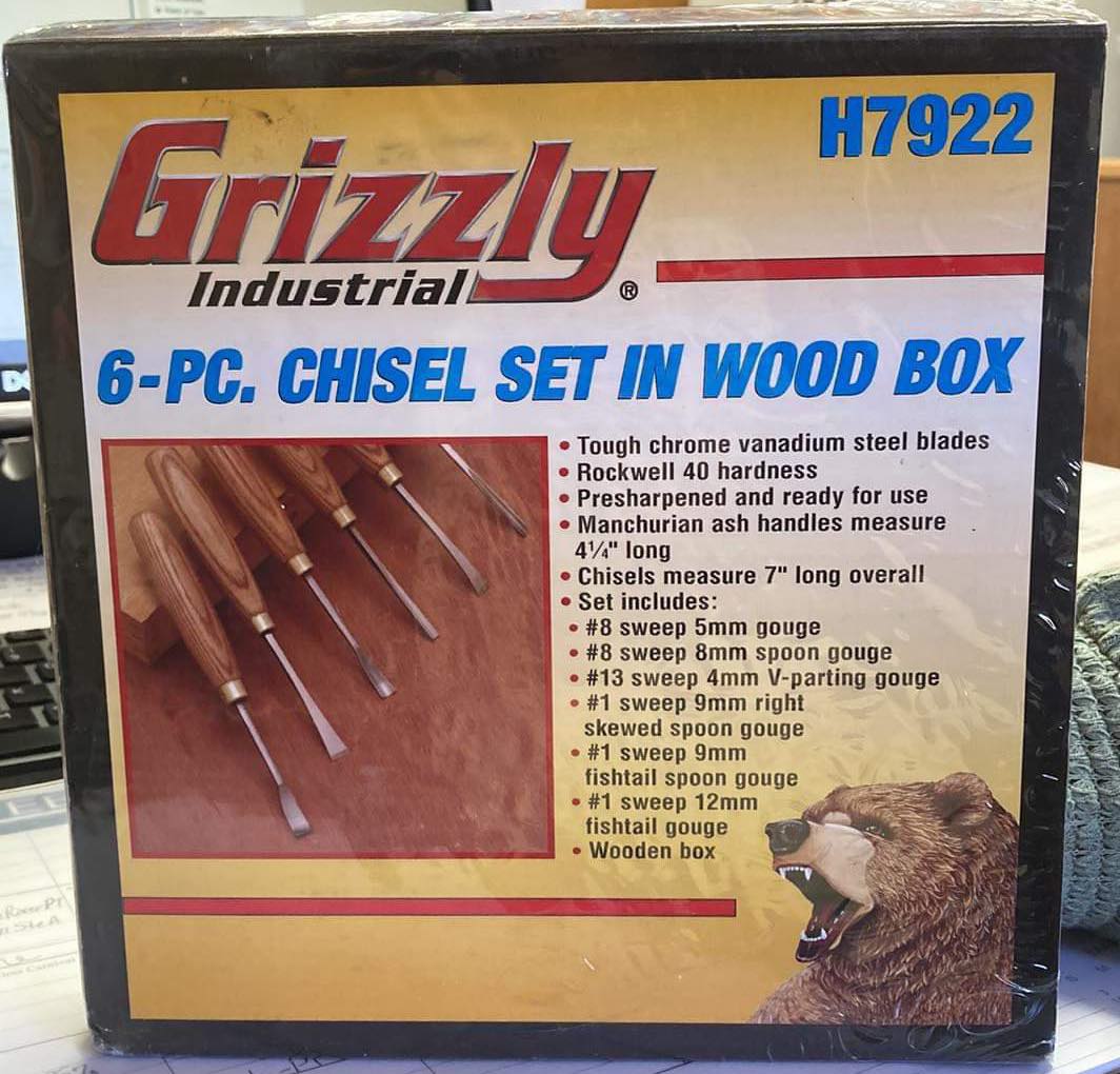 Grizzly Industrial H7922 6 piece chisel set in wood box