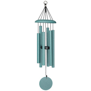 A budget-friendly 27" Windchime Corinthian Bells® adds décor to any space with its compact size, hanging gracefully on a white background.