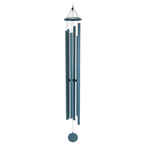 A peaceful retreat in the backyard complete with a Corinthian Bells® 74-inch Windchime adorned with blue tubes.