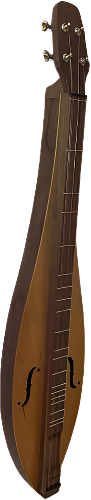 The 4 String Flathead Teardrop Dulcimer (4FTWC) features a walnut back, sides, cherry top, four tuning pegs, a fretted neck, two f-shaped sound holes—expertly handcrafted and backed by a lifetime warranty.