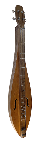 A handcrafted McSpadden 4 String, Flathead Teardrop Dulcimer (Walnut back/sides, Redwood top) features four tuning pegs, a fretted fingerboard, two f-shaped sound holes, and comes with a Lifetime Warranty.