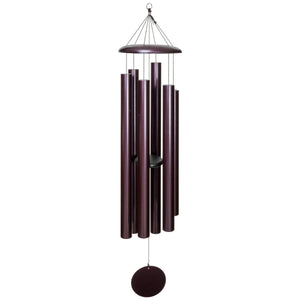 The Corinthian Bells® 65-inch Windchime features six dark metal tubes for deep resonance, a round top, and a circular wind catcher—perfect as a large windchime centerpiece.