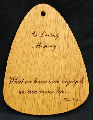A personalized wooden plaque serving as a memorial tribute, bearing the heartfelt words "In Loving Memory® Silver 24-inch Windchime".