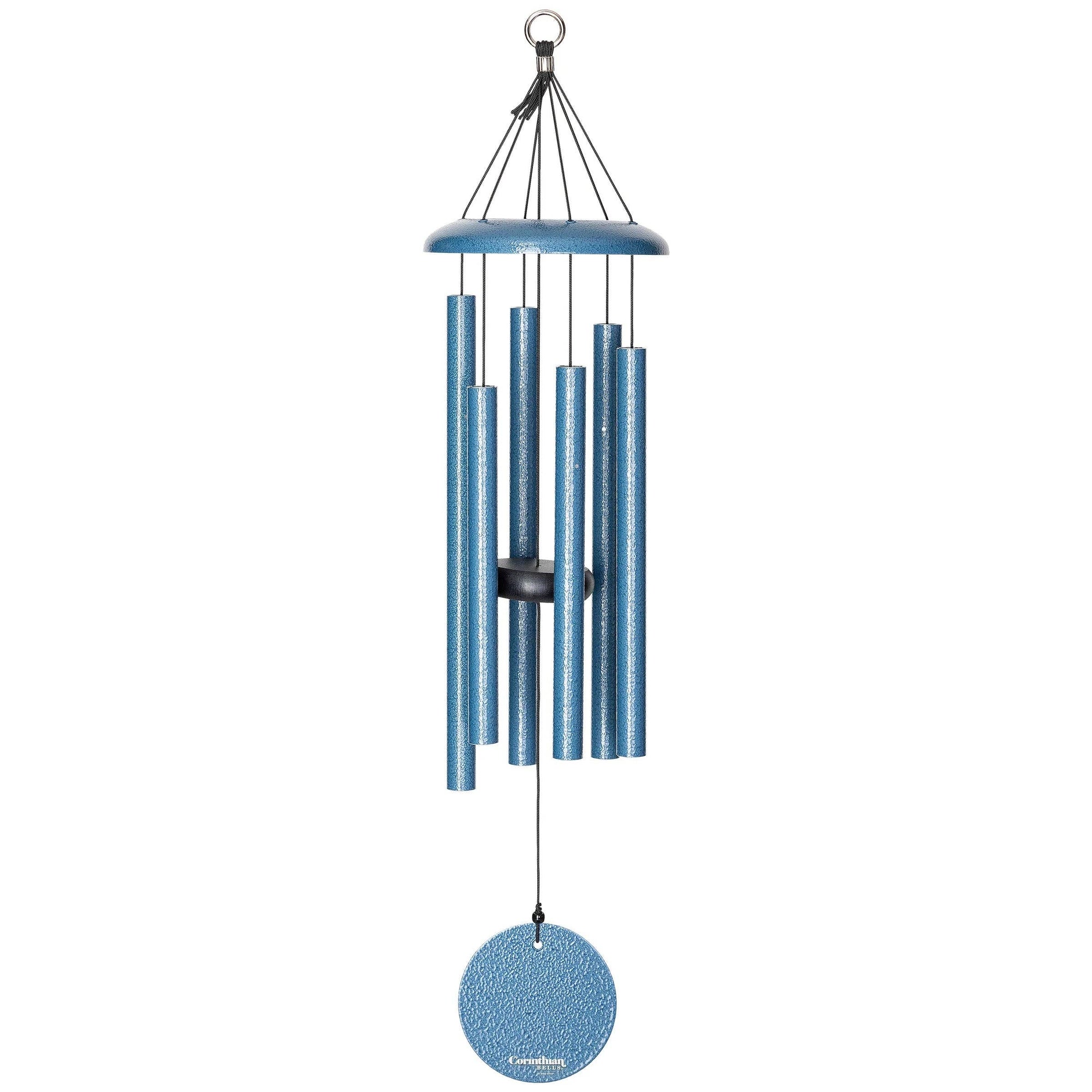 A compact size 27" Windchime Corinthian Bells® hanging on a white background.