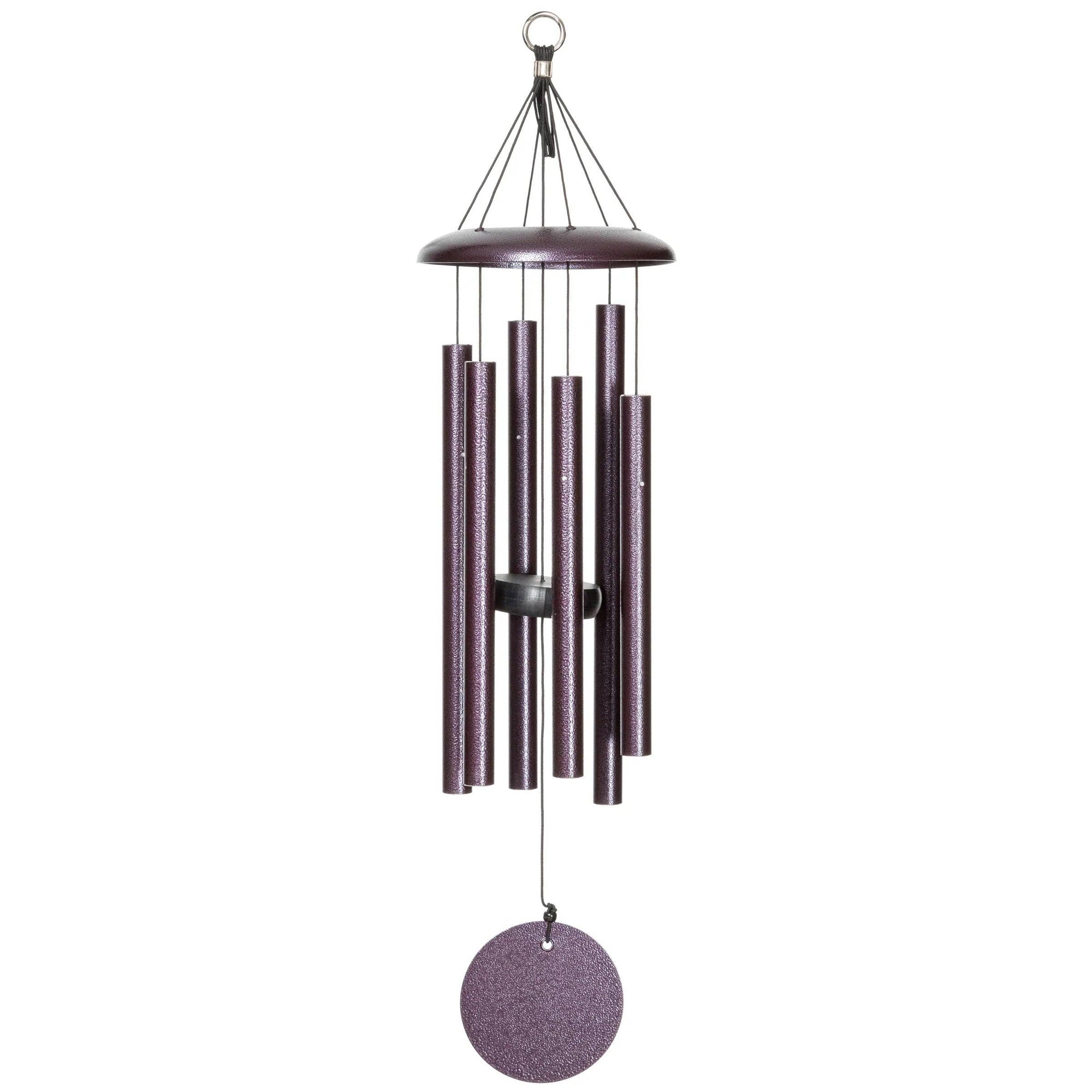An affordable 27" Windchime Corinthian Bells® hanging on a white background, perfect for compact-sized decor.