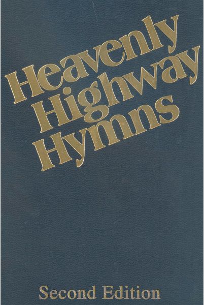 Navy blue cover of "Heavenly Highway Hymns BLUE SECOND EDITION" featuring gold embossed title text.