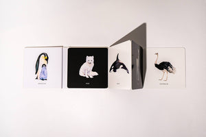 A set of Baby's Black and White Contrast Book featuring baby animals, perfect for visual development.