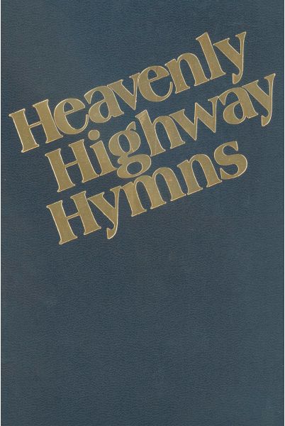 Cover of a large print book titled "Heavenly Highway Hymns" in blue with gold lettering on a dark teal background.