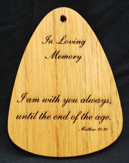 A wooden plaque that says "In Loving Memory® Bronze 24-inch Windchime," serving as a memorial tribute to honor your loved one.