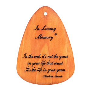 A personalized wooden plaque with the product name "In Loving Memory® Silver 24-inch Windchime", serving as a memorial tribute.