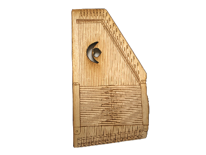 The Autoharp Wooden Pin features metal strings and a crescent-shaped sound hole, displayed against a plain background.