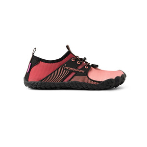 A single pink and black HydroSport FitKicks isolated on a white background.