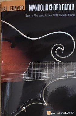 The cover of the "Mandolin Chord Finder" features a detailed close-up of a mandolin with ornate decorative inlay, highlighting the meticulous craftsmanship typical of Hal Leonard publications.