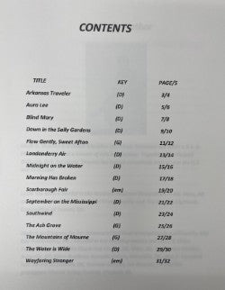 The table of contents provides song titles, keys, and page numbers, featuring "Arkansas Traveler" on page 8/4 and "Wayfaring Stranger" on page 32/22. Ideal for mountain dulcimer enthusiasts, the book "Duets for Hammered & Mountain Dulcimer" by Linda Thomas and Larry Conger includes a CD to enrich your musical experience.