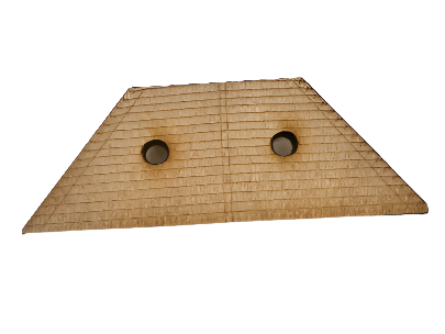 The Hammered Dulcimer Wooden Pin is a flat, trapezoid-shaped piece of wood featuring two circular holes and a grid of etched horizontal and vertical lines.