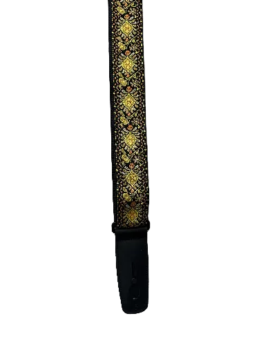 A Lock-It Lemon Chill Retro Strap featuring a bold, vintage-inspired design in yellow and green tones runs vertically on a plain white background.