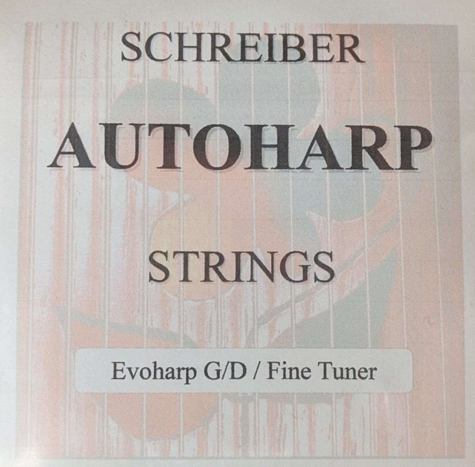 A package labeled "Autoharp String Set-Evo GD/Fine Tuner" indicates this string set is designed for the Evoharp G-D model with a fine tuner feature.