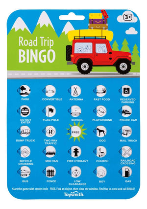 Transparent window Road Trip BINGO with bingo cards.