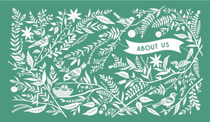 White botanical and bird silhouettes surround a banner with "This Family of Ours" on a green background—ideal for a family memory book or a thoughtful gift for grandparents.