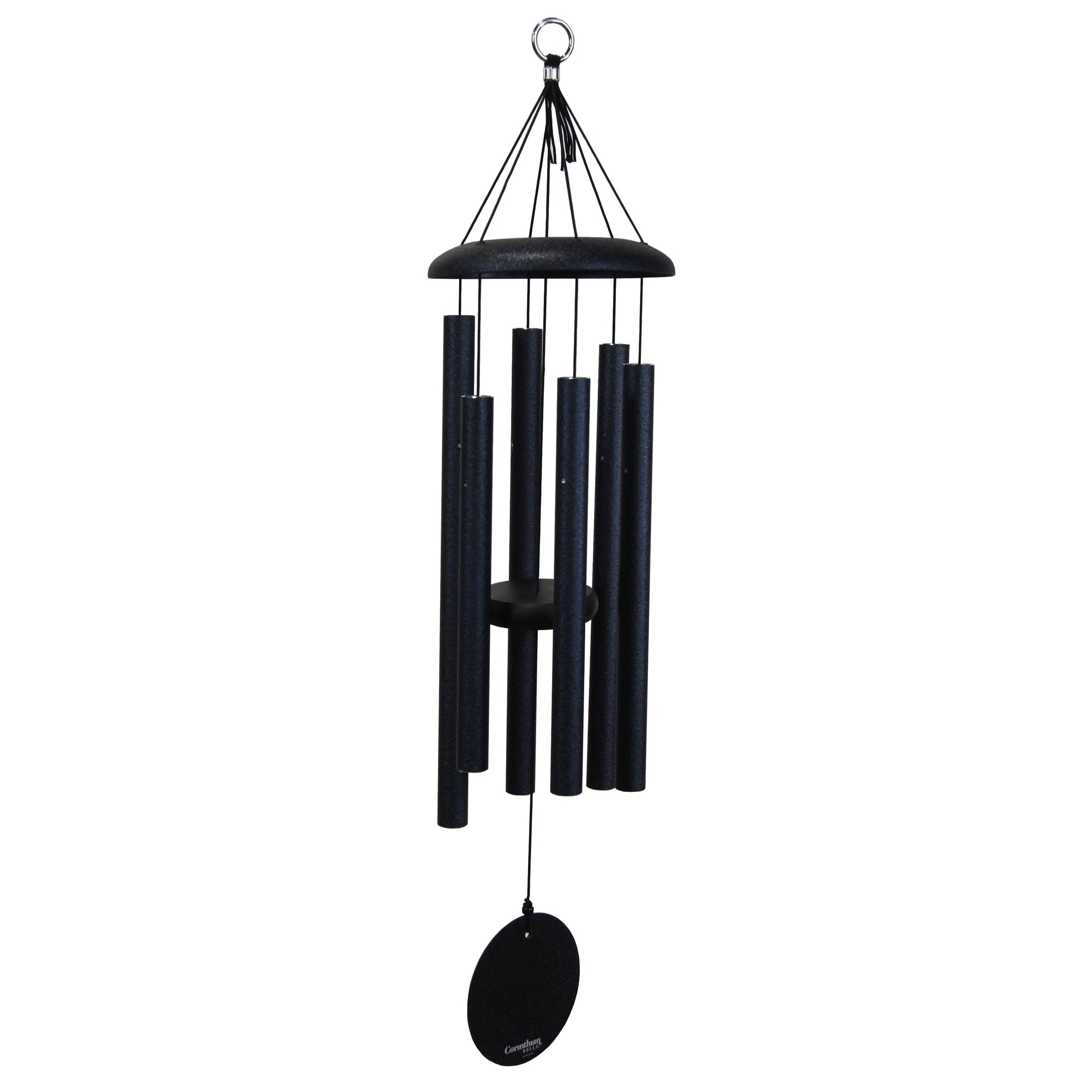 A Corinthian Bells® 30-inch Windchime on a balcony with a white background.