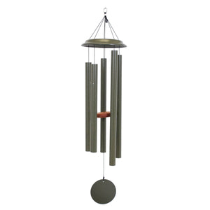 The Shenandoah Melodies® 47-inch Windchime features hand-tuned metal tubes and a circular wind catcher hanging from a black string. This midsize chime adds charm to your garden with soothing melodies.