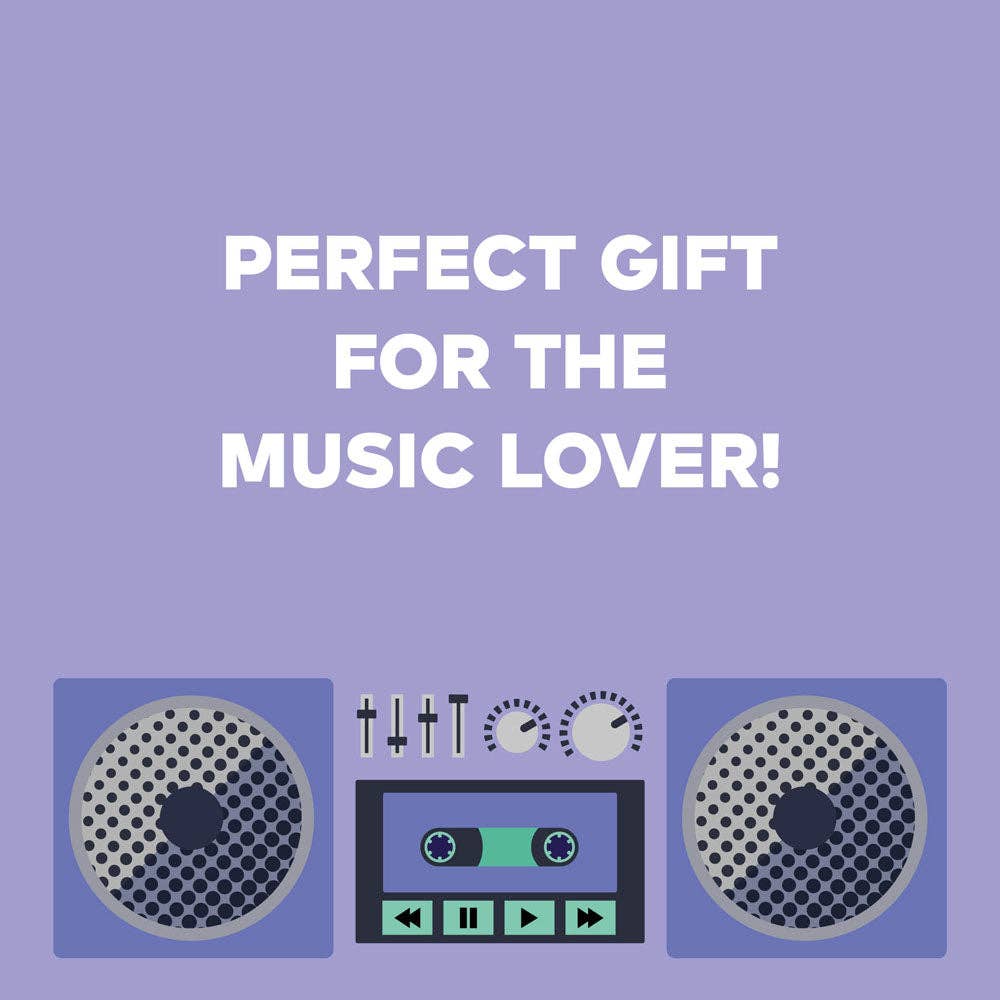 The ultimate gift for a music lover - 100 Music Jokes cassette-style cards with hilarious music jokes.