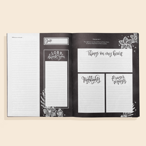 A black and white Prayer Journal for Teen Girls with handwriting on it, perfect for devotional time for teen girls.